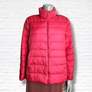 Uniqlo Red/Pink Down Fill Hoodless Packable Jacket Size XL Kids